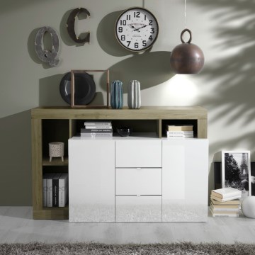 Комод LENOR бял/кафяв