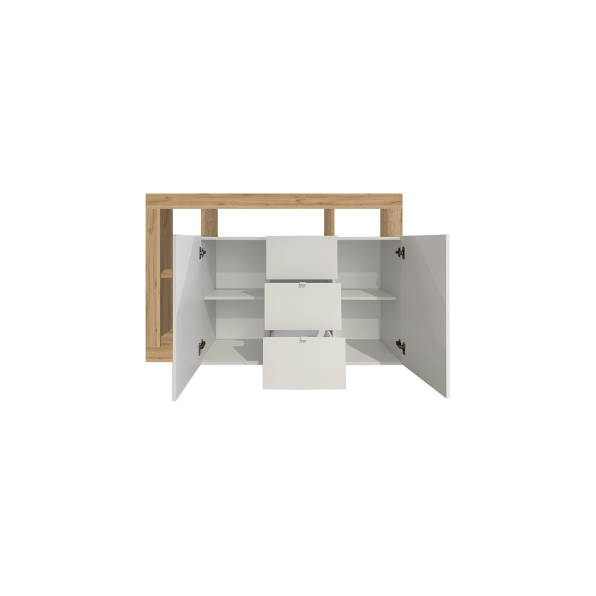 Комод LENOR бял/кафяв