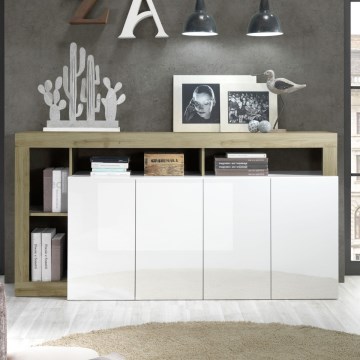 Комод LENOR бял/кафяв