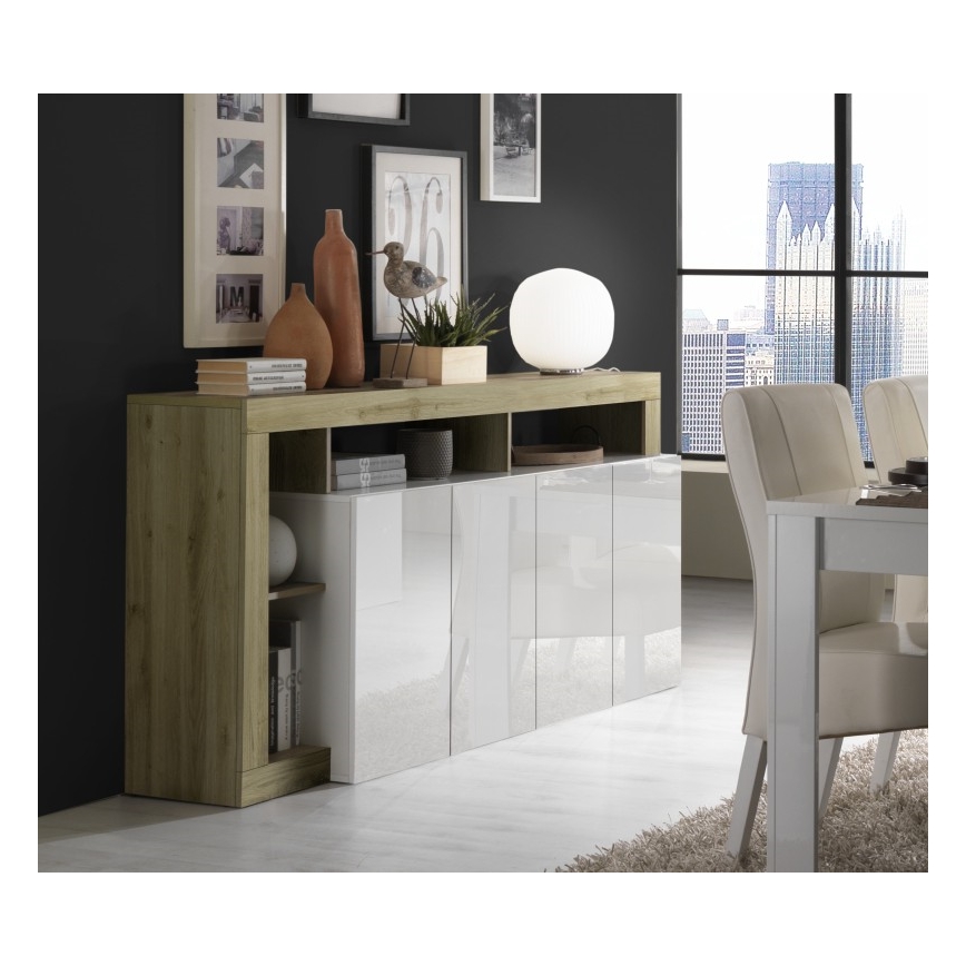 Комод LENOR бял/кафяв