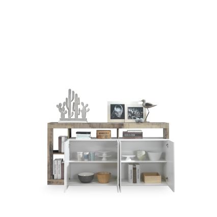 Комод LENOR бял/кафяв