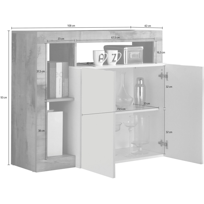 Комод LENOR кашмир/светъл дъб