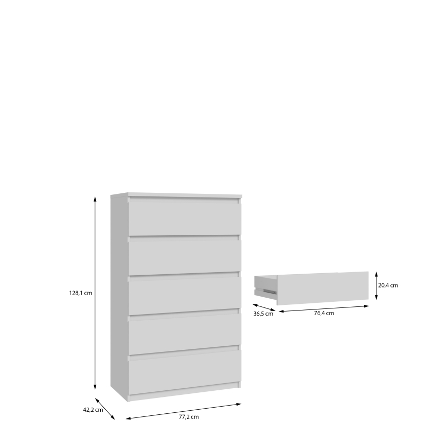 Комод MAO с чекмеджета, бял