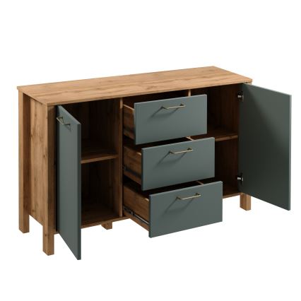 Комод MENTA 138x81x40 cm дъб Вотан/зелен