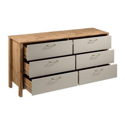 Комод MENTA 170x81x47 см дъб wotan/сив