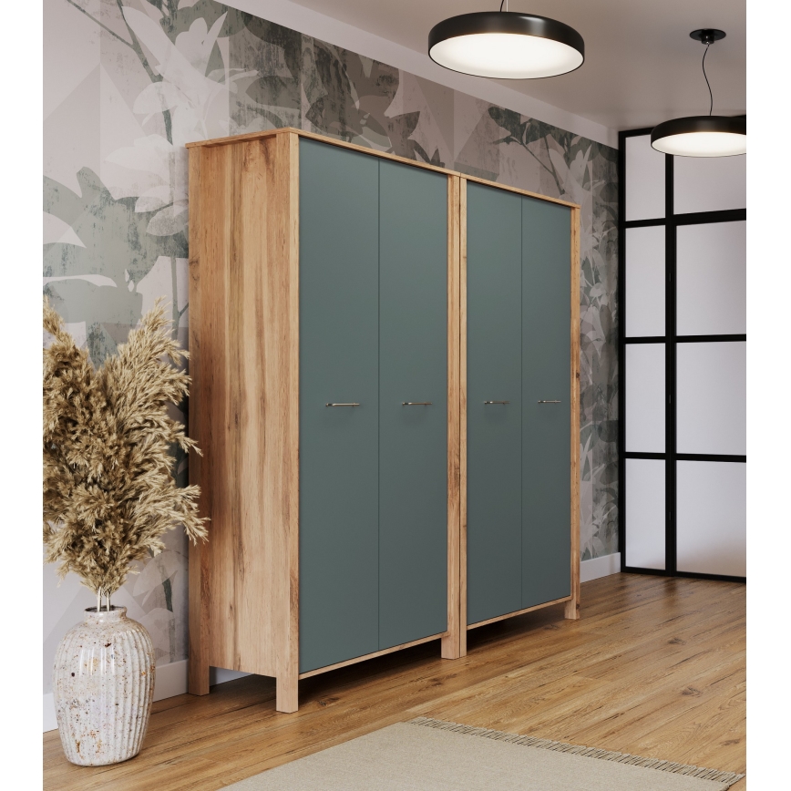 Комод MENTA 90x200x53 см дъб вотан/зелен