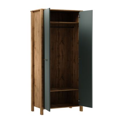 Комод MENTA 90x200x53 см дъб вотан/зелен