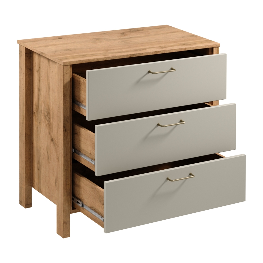 Комод MENTA 90x81x47 см, дъб Wotan/сив