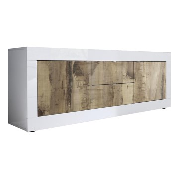 Комод NERILA бял/кафяв