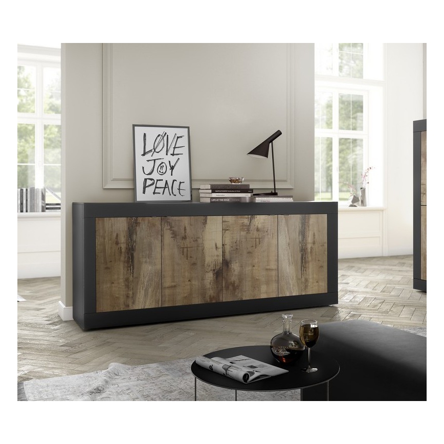 Комод NERILA черен/кафяв