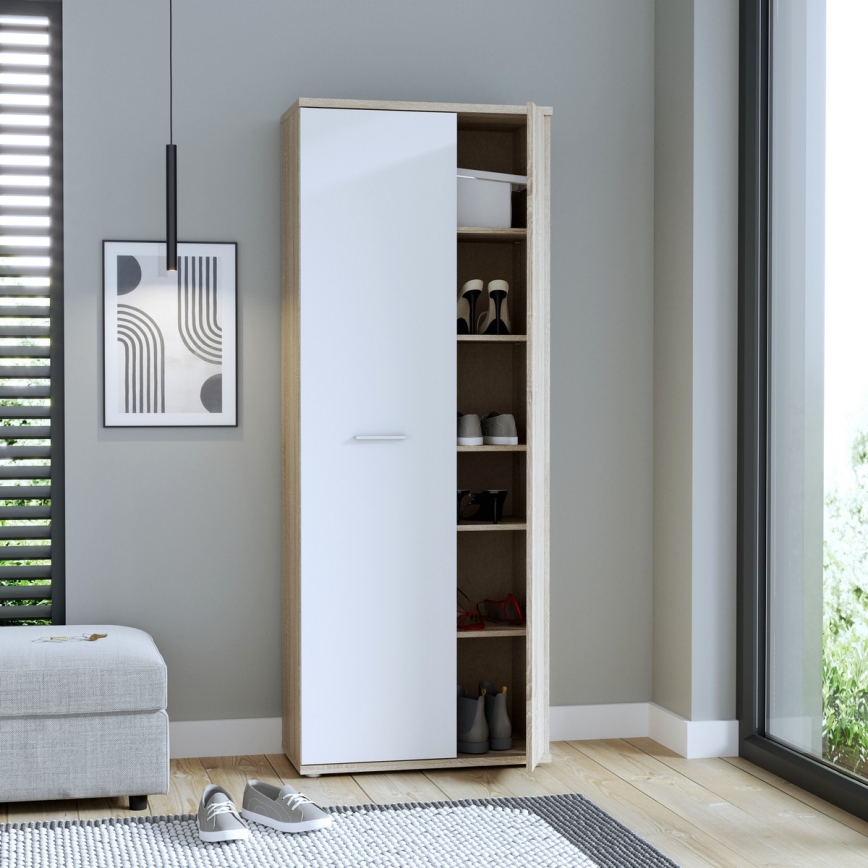 Комод/Обувница SIMO дъб сонома/бял