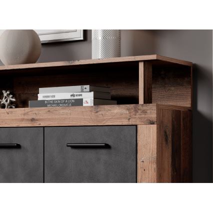 Комод RUNA 190x96x32 см тъмно кафяв/антрацит