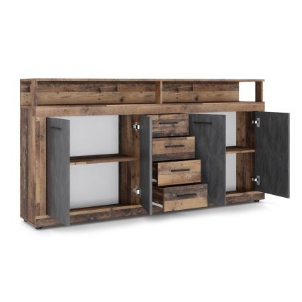 Комод RUNA 190x96x32 см тъмно кафяв/антрацит