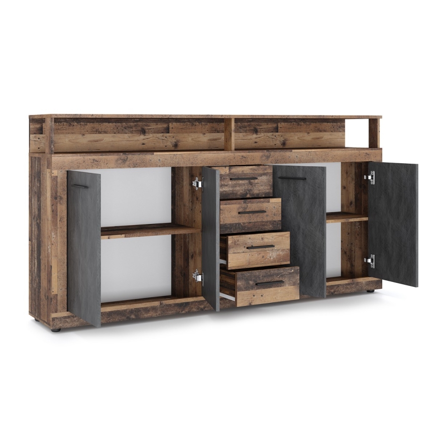 Комод RUNA 190x96x32 см тъмно кафяв/антрацит