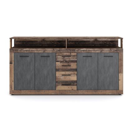 Комод RUNA 190x96x32 см тъмно кафяв/антрацит