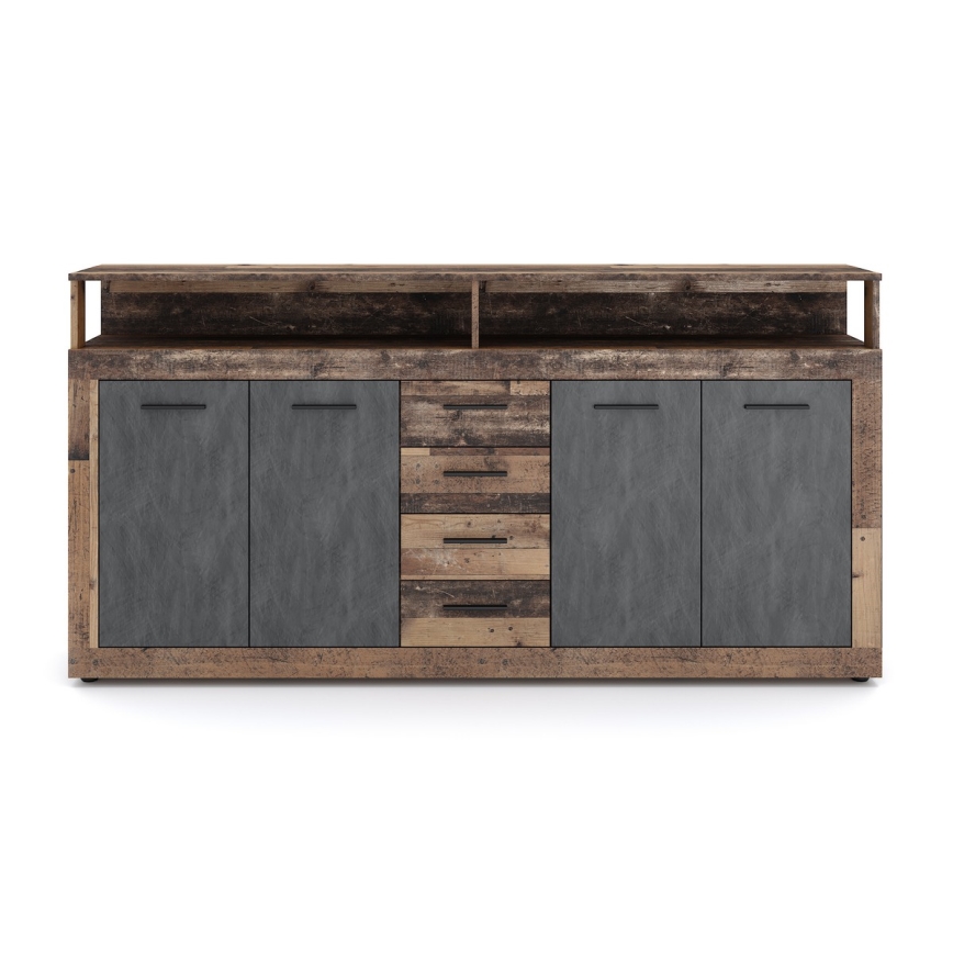 Комод RUNA 190x96x32 см тъмно кафяв/антрацит