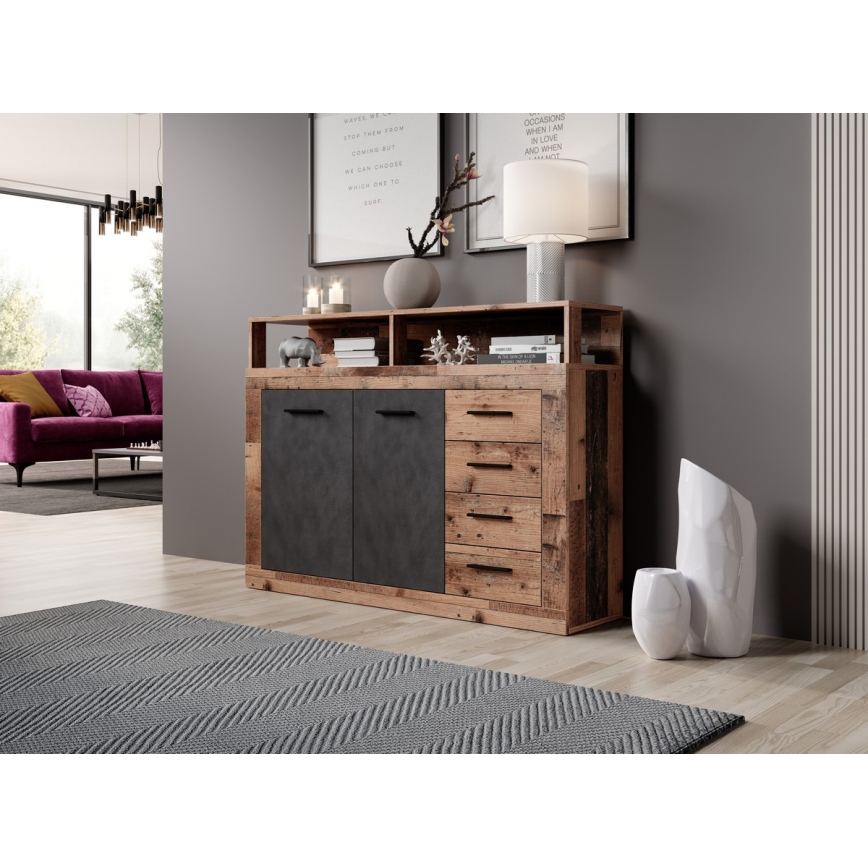 Комод RUNA тъмнокафяв/антрацит