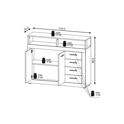 Комод RUNA тъмнокафяв/антрацит