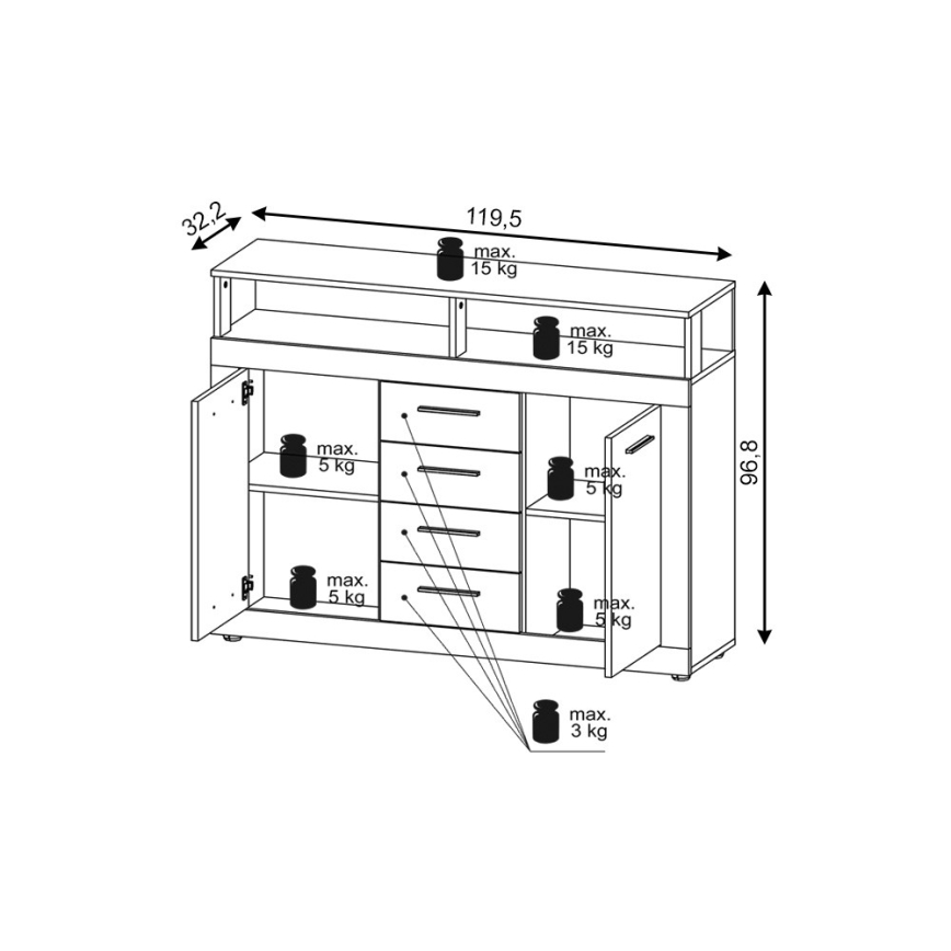 Комод RUNA тъмнокафяв/антрацит