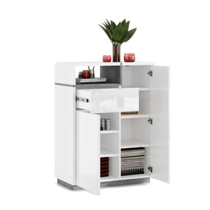 Комод с чекмедже FRED бял/сив