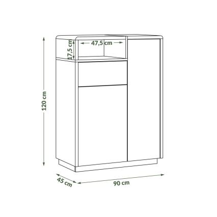 Комод с чекмедже FRED бял/сив