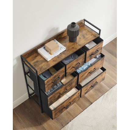 Комод с чекмеджета KIRA, кафяв/черен