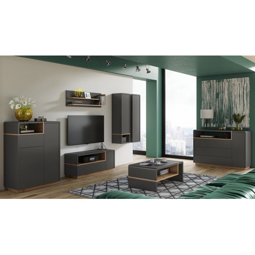 Комод с чекмедже FRED антрацит/дъб artisan