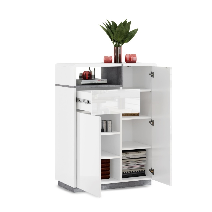 Комод с чекмедже FRED бял/сив