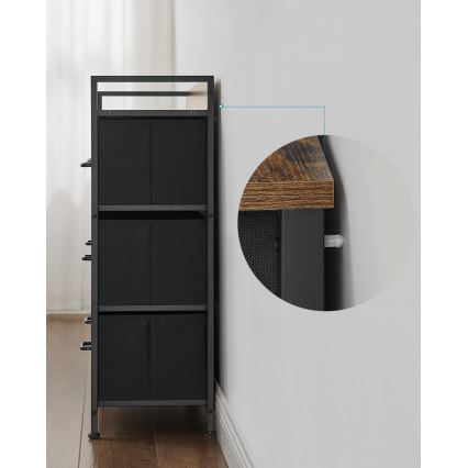 Комод с чекмеджета KIRA, кафяв/черен