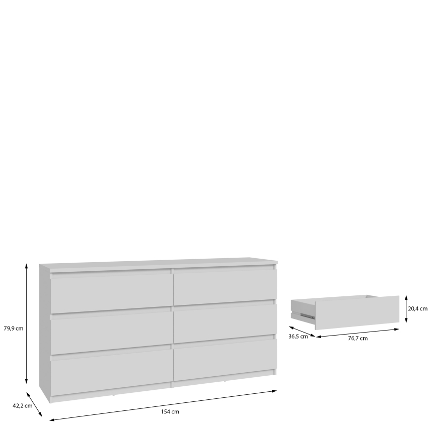 Комод с чекмеджета MAO, бял