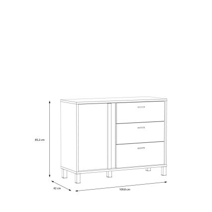 Комод с чекмеджета OREN, кафяв/черен