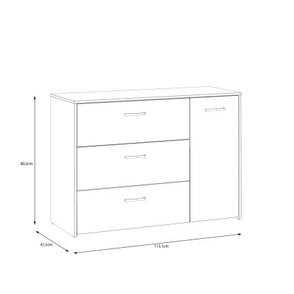 Комод с чекмеджета URO дъб artisan/ бял