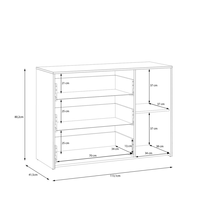 Комод с чекмеджета URO дъб artisan/ бял