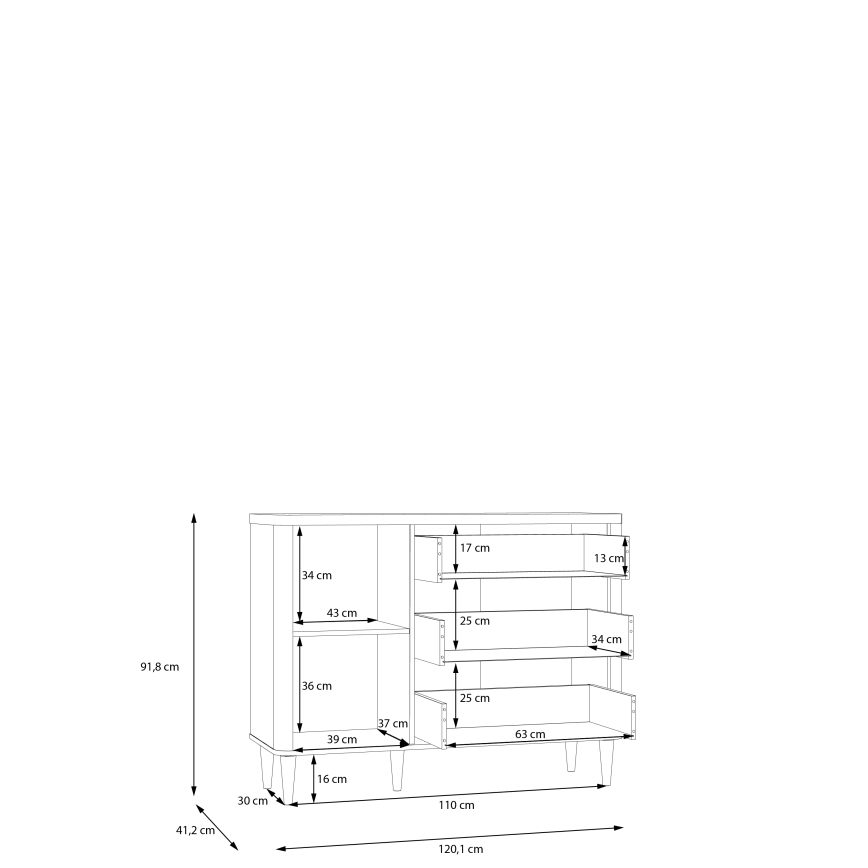 Комод с чекмеджета VIRO кафяв/бежов