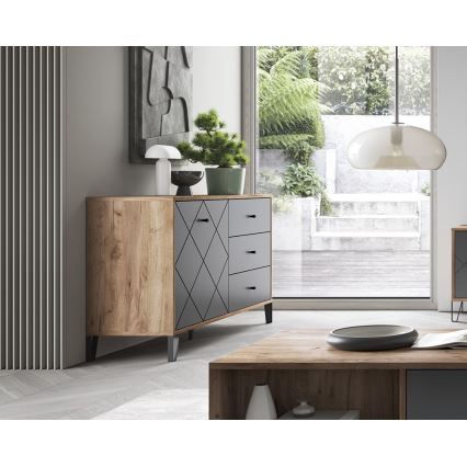 Комод SULA дъб крафт/черен