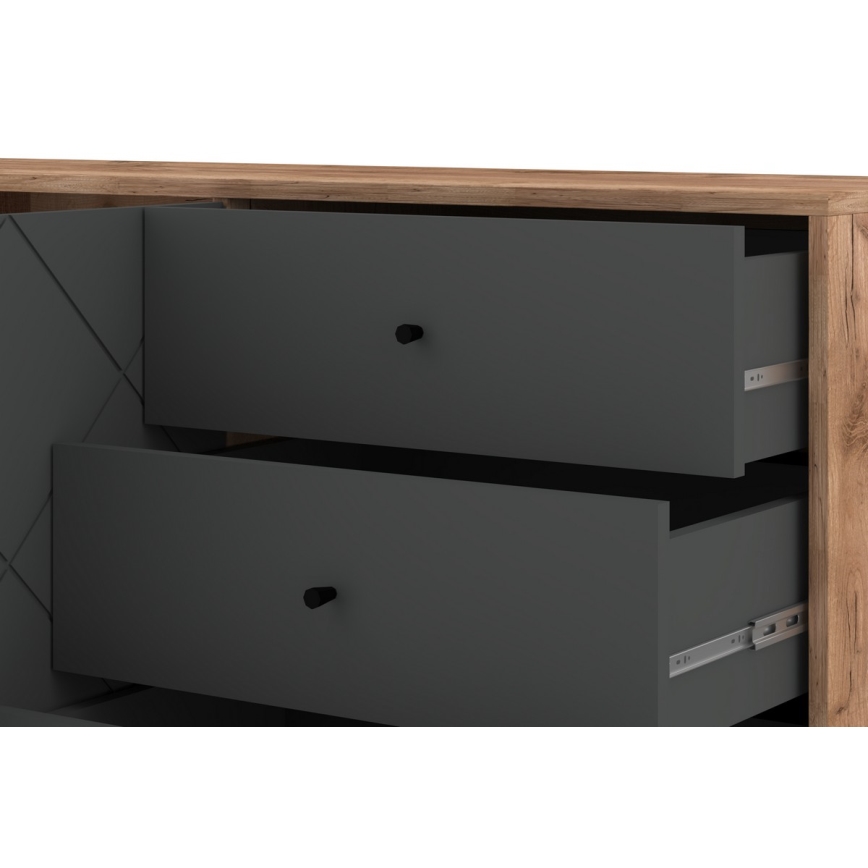 Комод SULA дъб крафт/черен