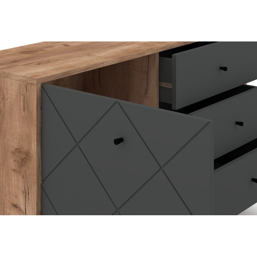 Комод SULA дъб крафт/черен