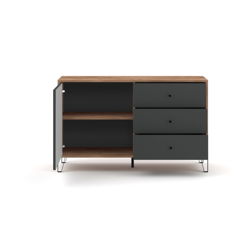 Комод SULA дъб крафт/черен