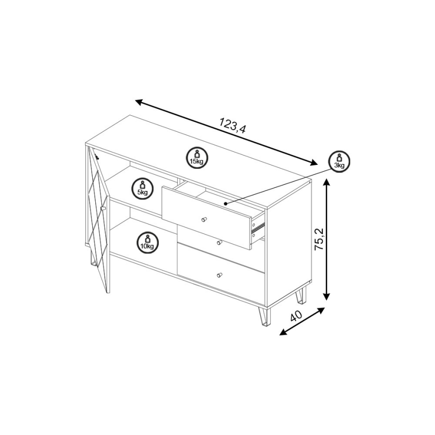 Комод SULA дъб крафт/черен