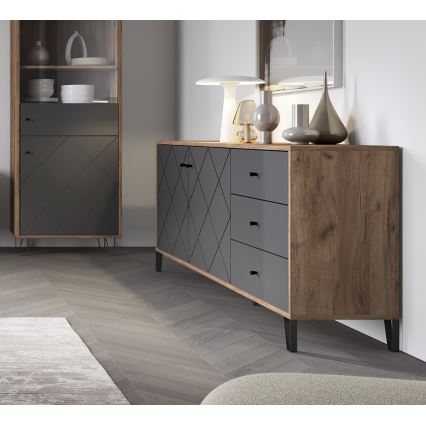 Комод SULA дъб крафт/черно