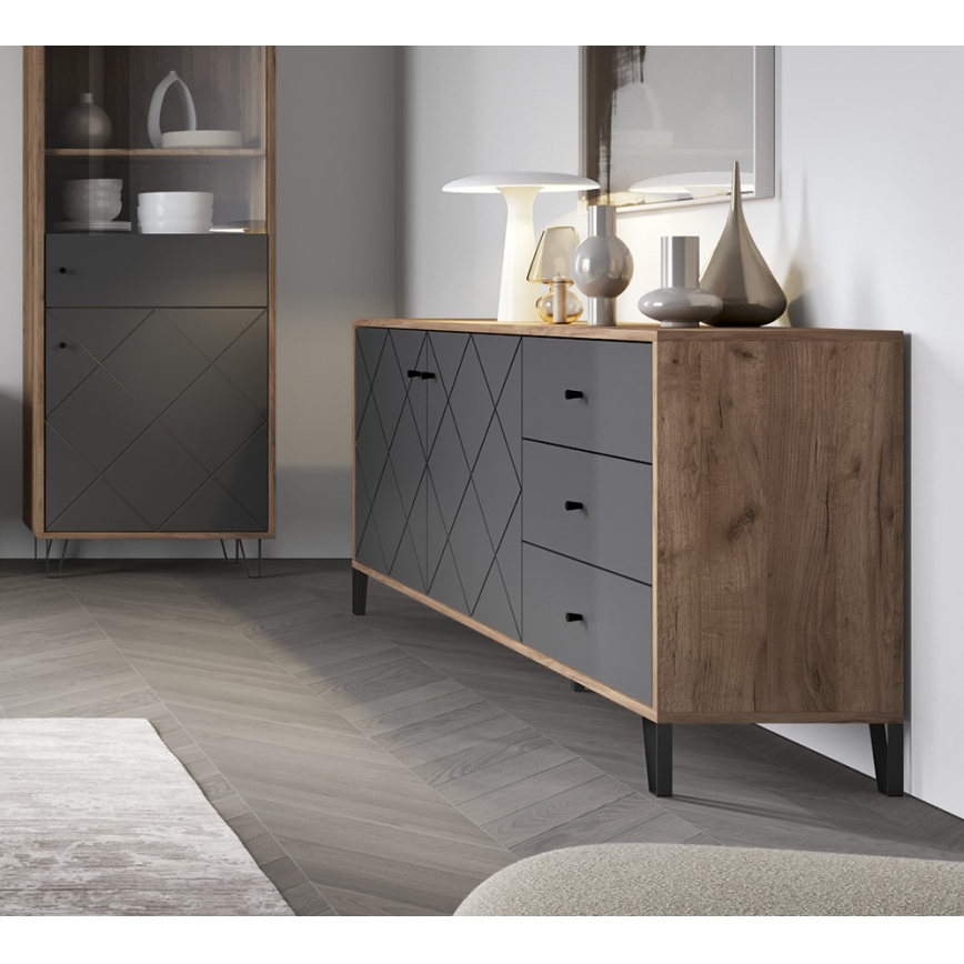 Комод SULA дъб крафт/черно