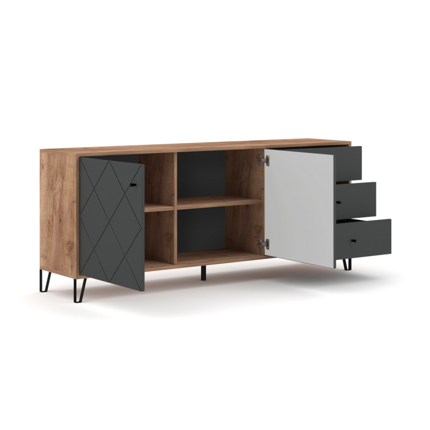 Комод SULA дъб крафт/черно