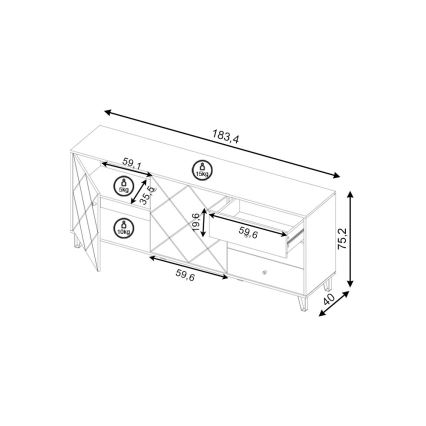 Комод SULA дъб крафт/черно