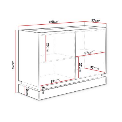 Комод ZARPANT 75x120 cm бежов/дъб Кремона