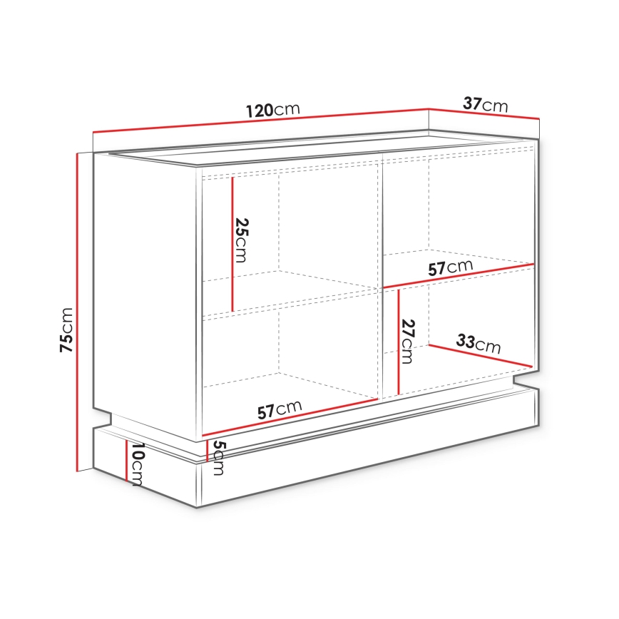 Комод ZARPANT 75x120 cm бежов/дъб Кремона