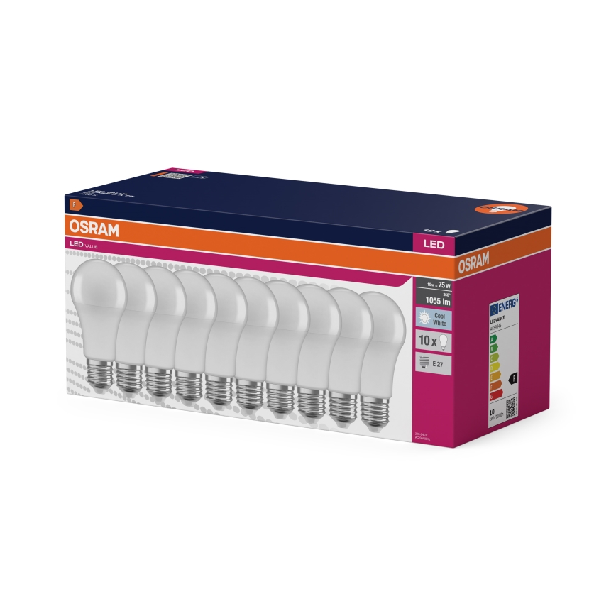 КОМПЛЕКТ 10x LED крушки CLASSIC A75 E27/10W/230V 4000K - Osram