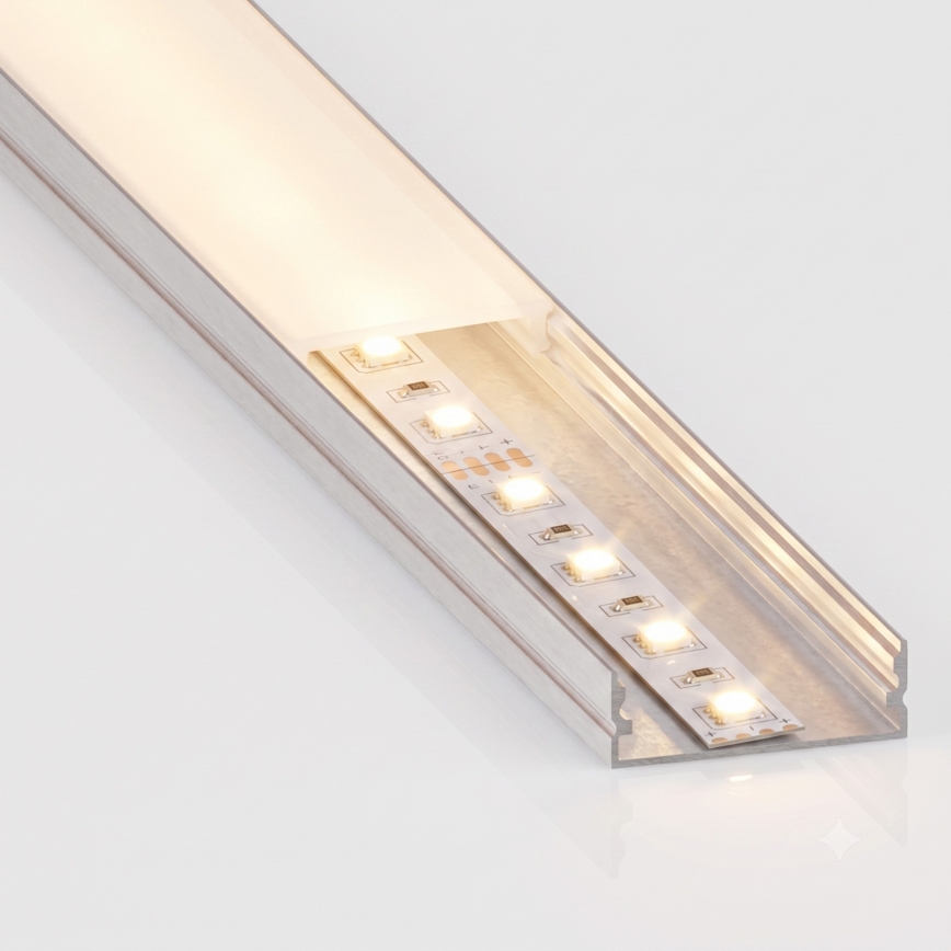 КОМПЛЕКТ 1x LED лента с датчик за движение FLEX LED/3,6W/4xAA 2 м + 2x вграден профил 1 м сребрист/бял