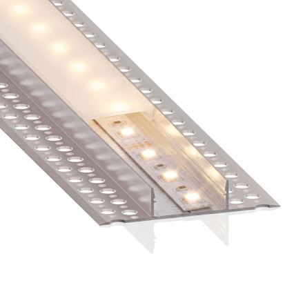 КОМПЛЕКТ 1x LED лента с датчик за движение FLEX LED/3,6W/4xAA 2 m + 2x профил за вграждане 1 m сребрист/бял