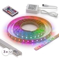КОМПЛЕКТ 1x LED RGBW димируема лента DIGITAL LED/9,6W/230V 3 m + 3x вграден профил 1 m сребрист/бял + дистанционно управление