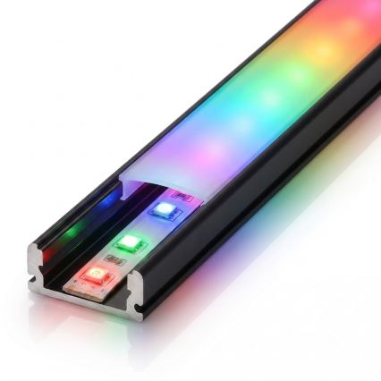 КОМПЛЕКТ 1x LED RGBW димируема лента DIGITAL LED/16,5W/230V 5 m + 5x вграден профил 1 m черен/бял + дистанционно управление